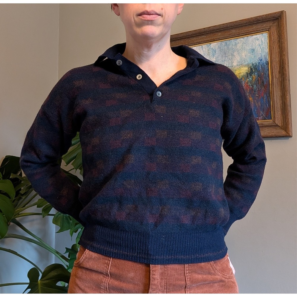 Vintage Segreto 100% Virgin Wool‎ Sweater Made In Italy Size Medium (Small) Blue